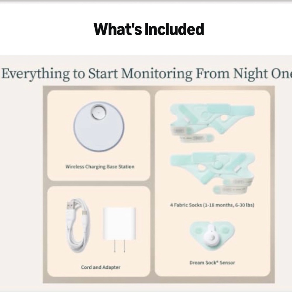 Owlet Baby Monitor Sock Kit in Mint Green - Includes Charging Base